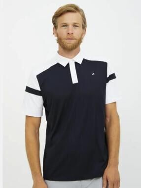Redvanly Men's Short Sleeve Black and White Stockton Golf Polo - Size - XL